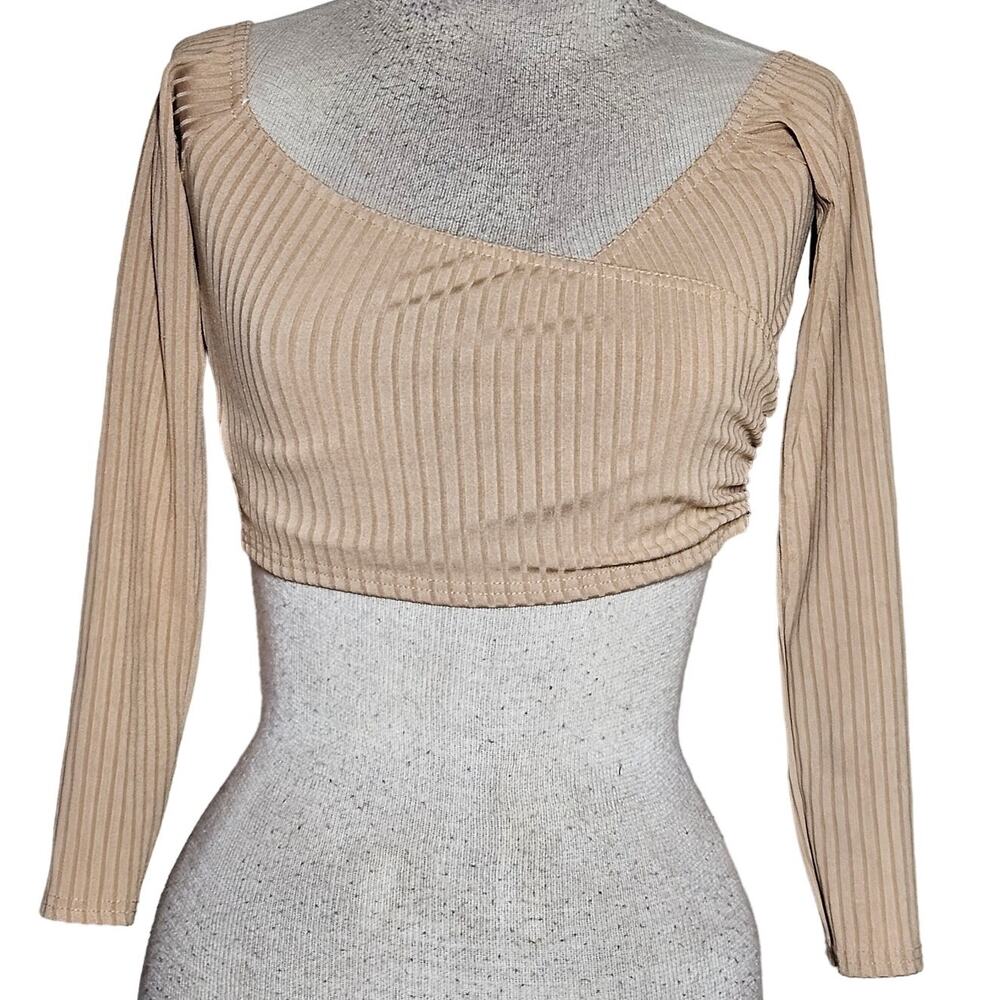 Tan Ribbed Crop Top Size Small